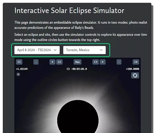 Simulador de eclipse solar interactivo y gratuito en línea Simulador de eclipse solar interactivo y gratuito en línea